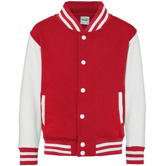 Awdis Childrens/Kids Varsity Jacket / Fire Red/White
